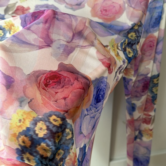 Ganni Turtleneck Printed Mesh Floral | Size 34 or US 2 - Picture 7 of 13